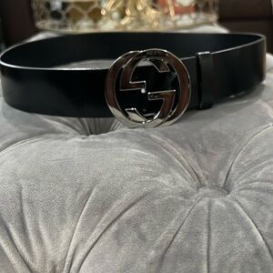 Gucci Double GG silver hardware belt